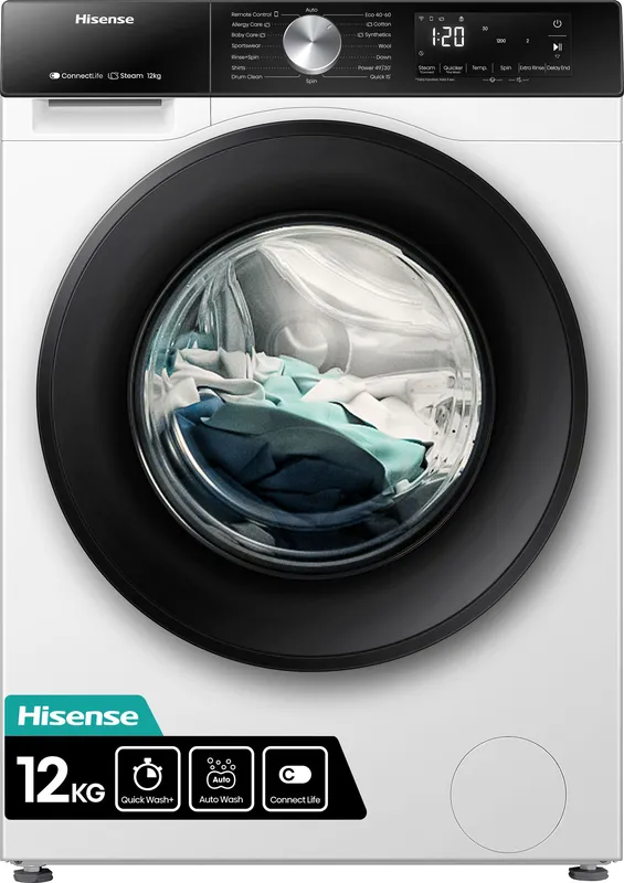 Hisense WF3S1243BW3 12kg 1400 Spin Washing Machine in White A Rated Au