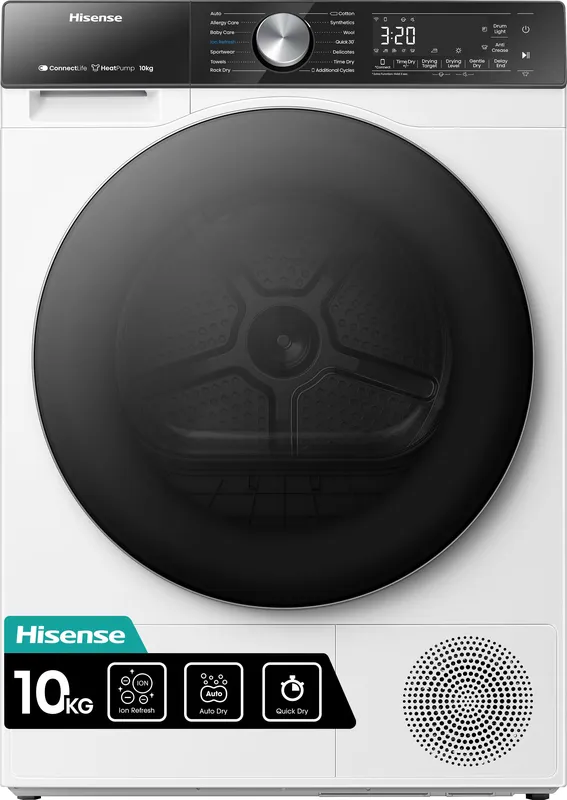 Hisense 5S Series DH5S102BW 10Kg Heat Pump Tumble Dryer - White - A+++ Rated, White