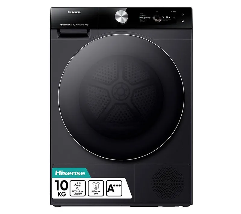 Hisense 7S Series DH7S107BB AI WiFi-enabled 10 kg Heat Pump Tumble Dryer - Black