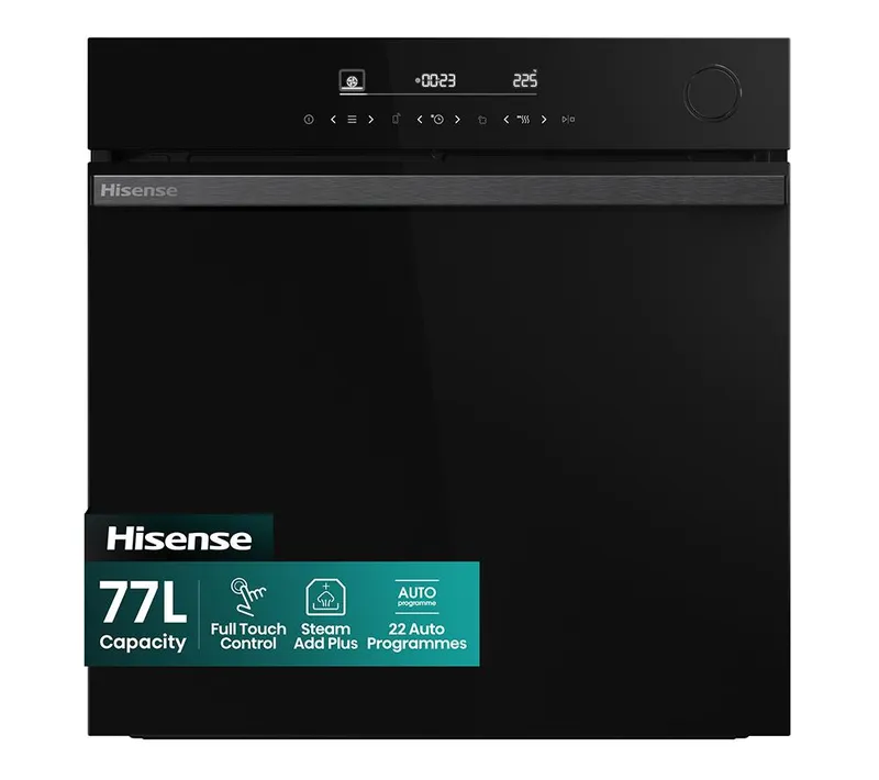 Hisense Hi6 BlackLine AirFry BSA66346PDBGUK Electric Pyrolytic Steam Smart Oven - Jet Black, Black
