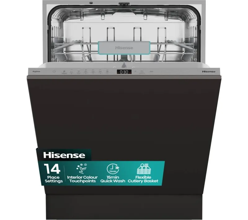 Hisense HV642C65UK Full-size Fully Integrated Dishwasher, Black