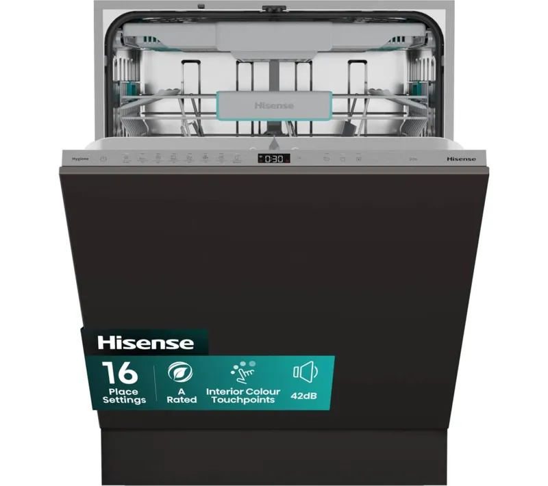 Hisense HV673A60UK Full-size Fully Integrated WiFi-enabled Dishwasher, Silver/Grey