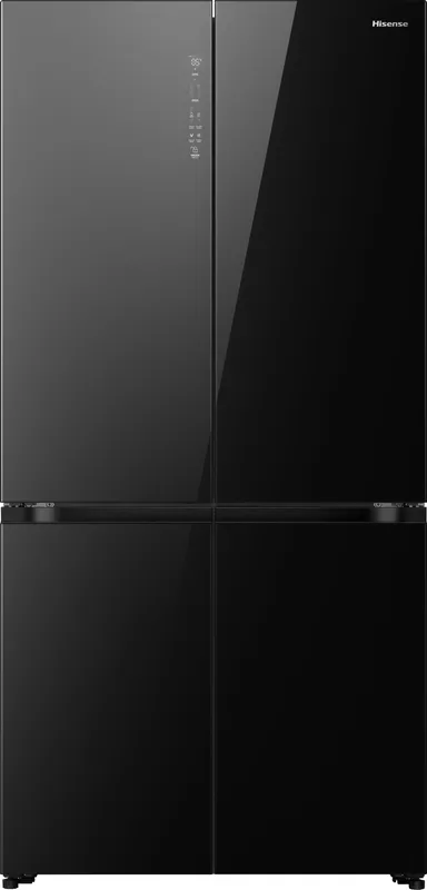 Hisense KitchenFit RQ768N4GBE Total No Frost American Fridge Freezer - Black Glass - E Rated, Black
