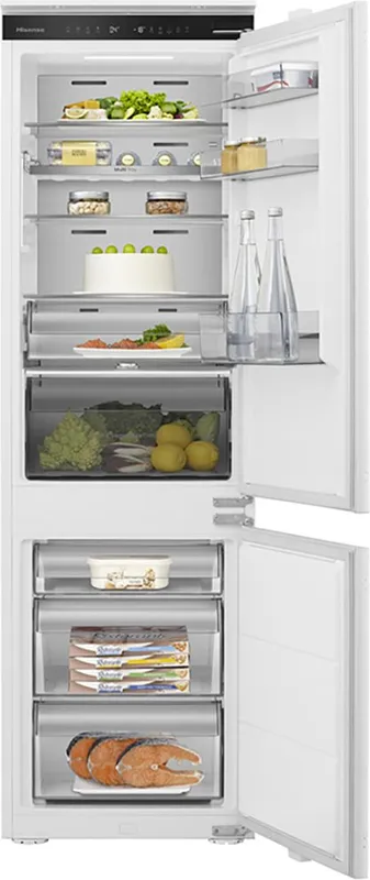Hisense RB3B250SAWE1 177cm 70/30 Integrated Frost Free Fridge Freezer with Sliding Door Hinge - White - E Rated, White