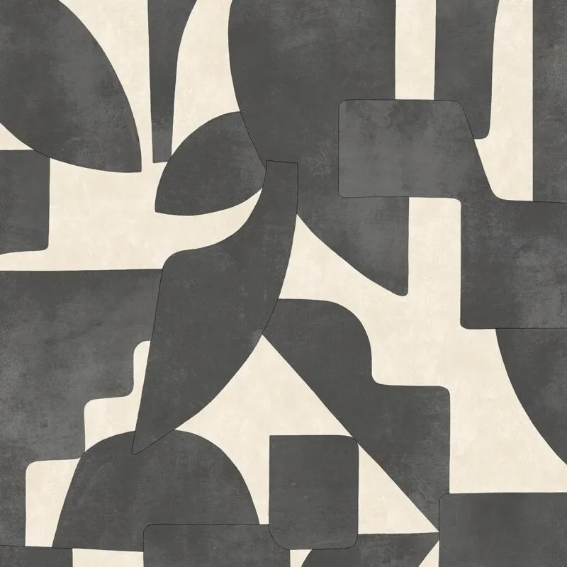 Holden Decor - Abstract Angles Cream Charcoal Wallpaper Retro Feature Wall