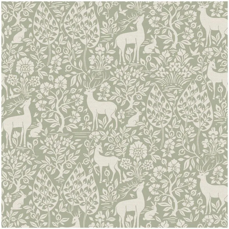 Holden Decor Deer Woods Sage Wallpaper Washable Paste The Paper Animals Forest