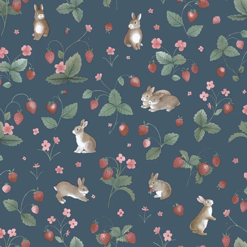 Holden Decor Bunnies Berries Navy Wallpaper Paste The Paper Kids Nursery