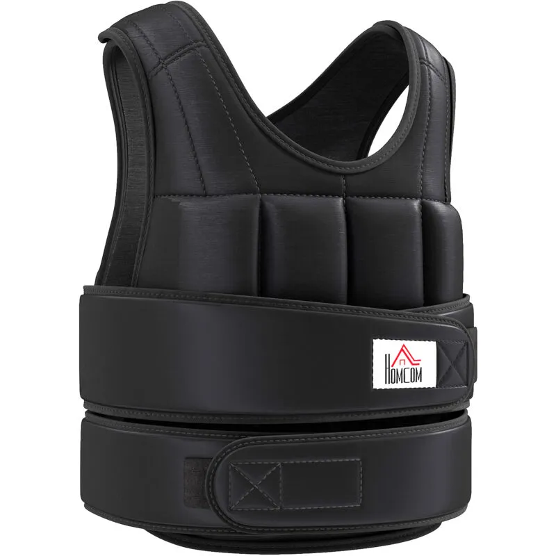 10KGS Adjustable Weight Vest Running Gym Training Weight Loss Black - Homcom