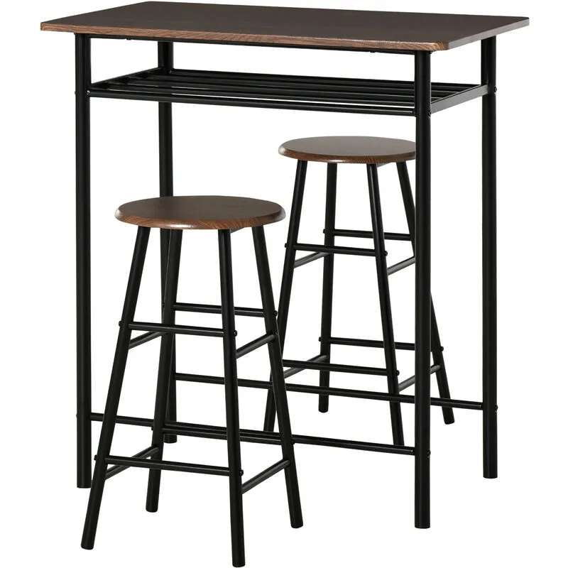Homcom 3-Piece Dining Set with 2 Matching Chairs & 1 Table in Black Black