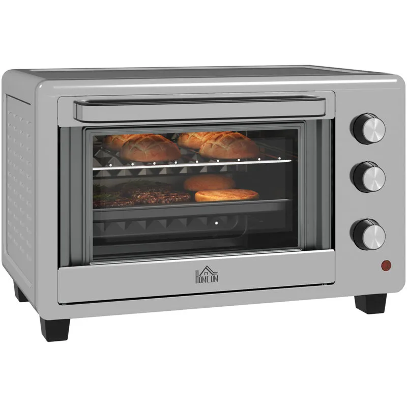 30L Mini Oven with Adjustable Temperature, 60 Min Time 1600W, Silver - Homcom
