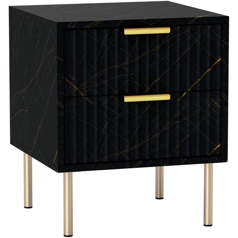 Bedside Table Bedside Cabinet with 2 Drawers for Bedroom, Black - Homcom