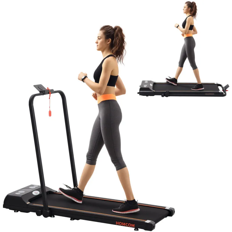 Foldable Walking Treadmill w/ led Display, Orange - Homcom