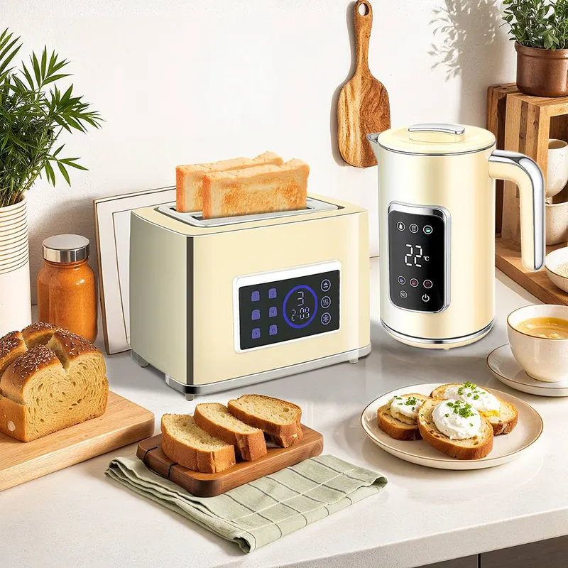 Homcom 1.7L 3000W Boil Kettle & Toaster Set in Cream Size: 2 Pack Cream 2 Pack
