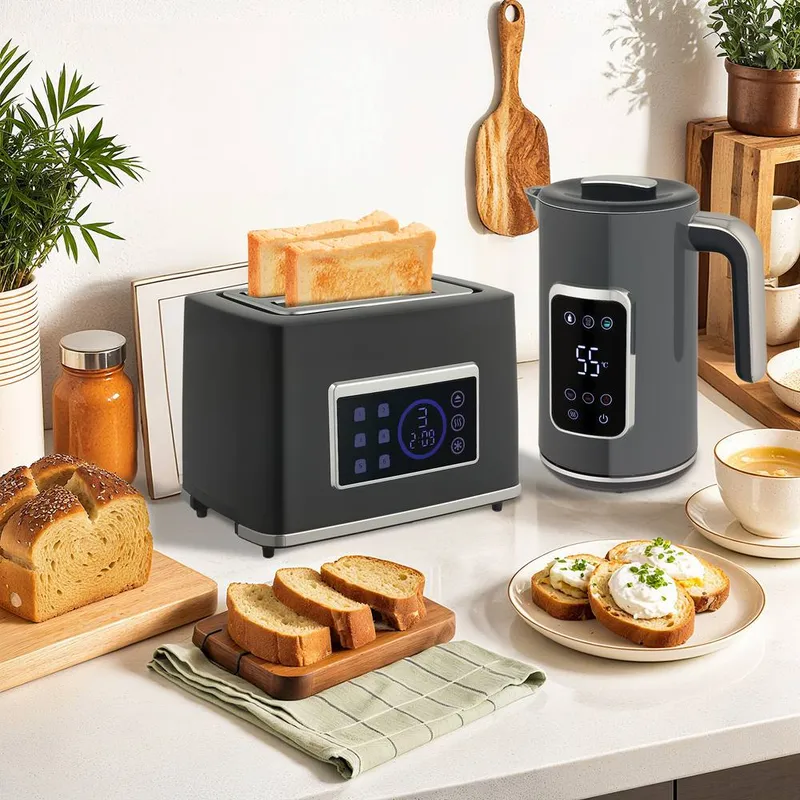 Homcom 1.7L 3000W Boil Kettle & Toaster Set in Grey Size: 2 Pack Grey 2 Pack