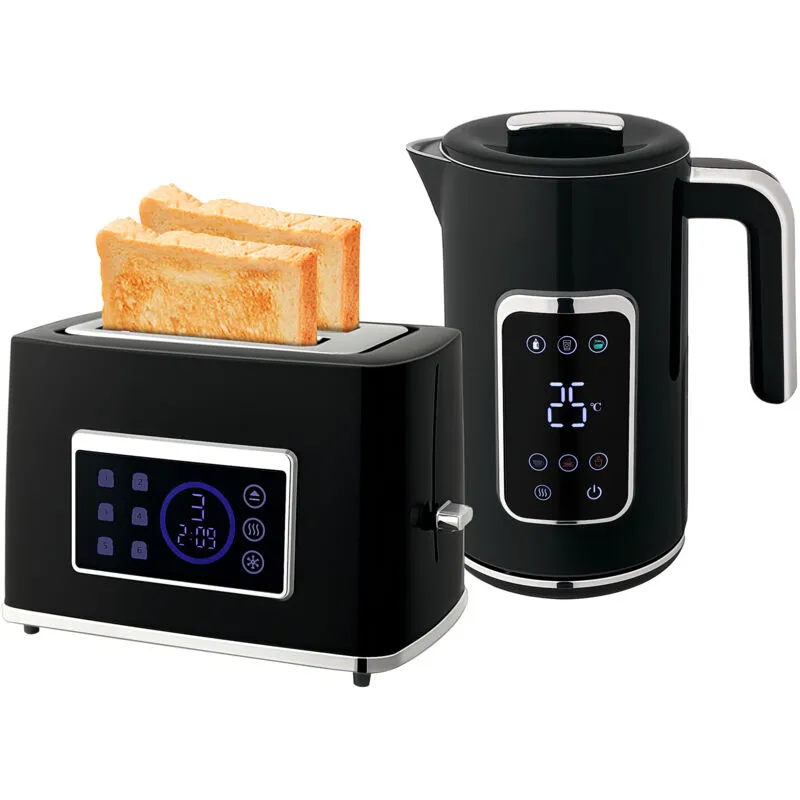 Homcom 1.7L 3000W Boil Kettle & Toaster Set in Black Size: 2 Pack - Black