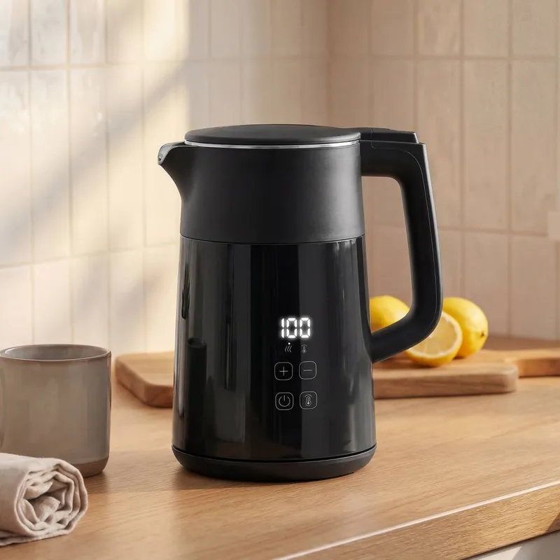 Homcom 1.7L Fast Boil 3000W Electric Kettle with LED Display in Black Black