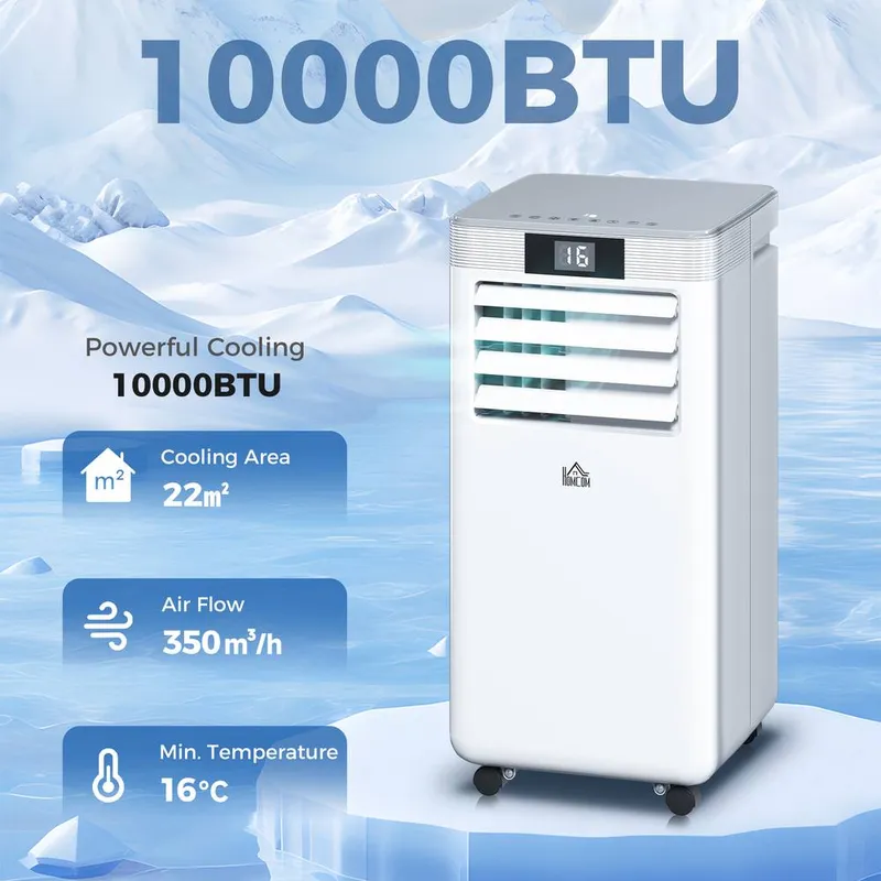 Homcom 10000 Btu Mobile Air Conditioner Portable AC Unit with RC for Bedroom in White White