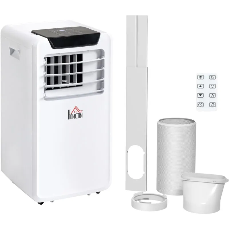 Homcom 10000 Btu Mobile Portable Air Conditioner Ac Unit with RC in White White
