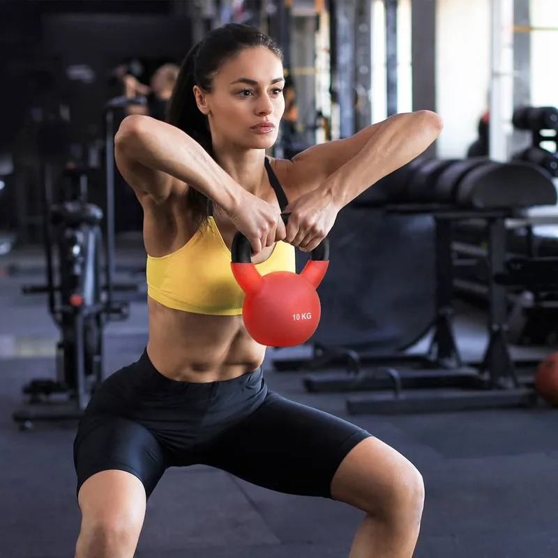 Homcom 10KG Kettlebell with Solid Body & Non-Slip Handle, Red - Red
