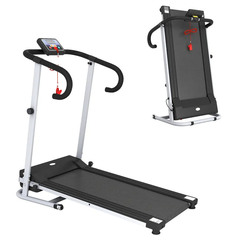 Homcom Motorised Electric Treadmill Running Machine Fitness Folding Exercise Run in Silver - Silver