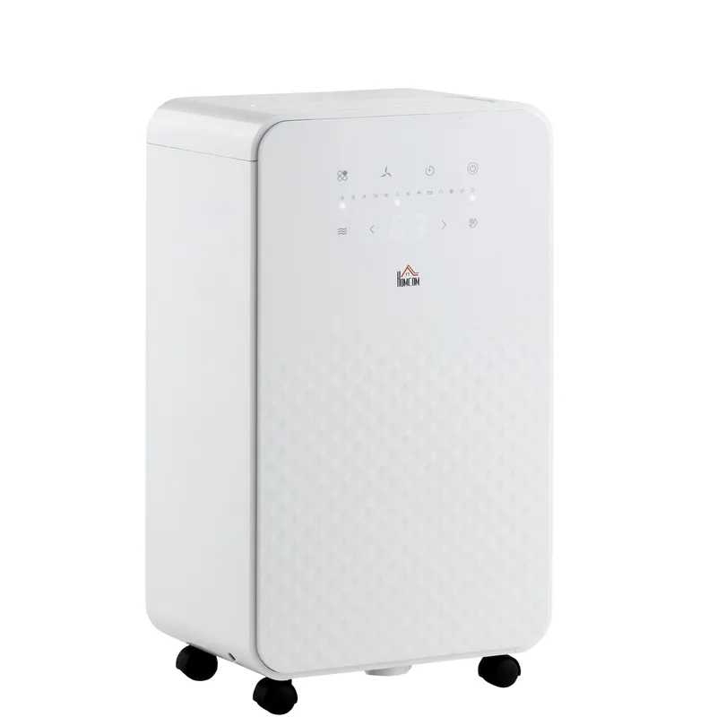 Homcom 10L/Day Quiet Low-Energy Dehumidifier, with 24H Timer, 5 Modes, Filtration System, for Home Laundry, White Aosom UK