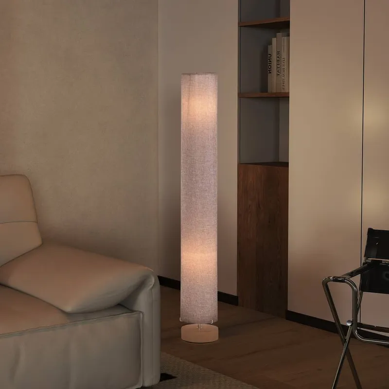 Homcom 120 cm Tall Floor Lamp for Warm Lighting in Living space Fabric Shade in Grey Grey
