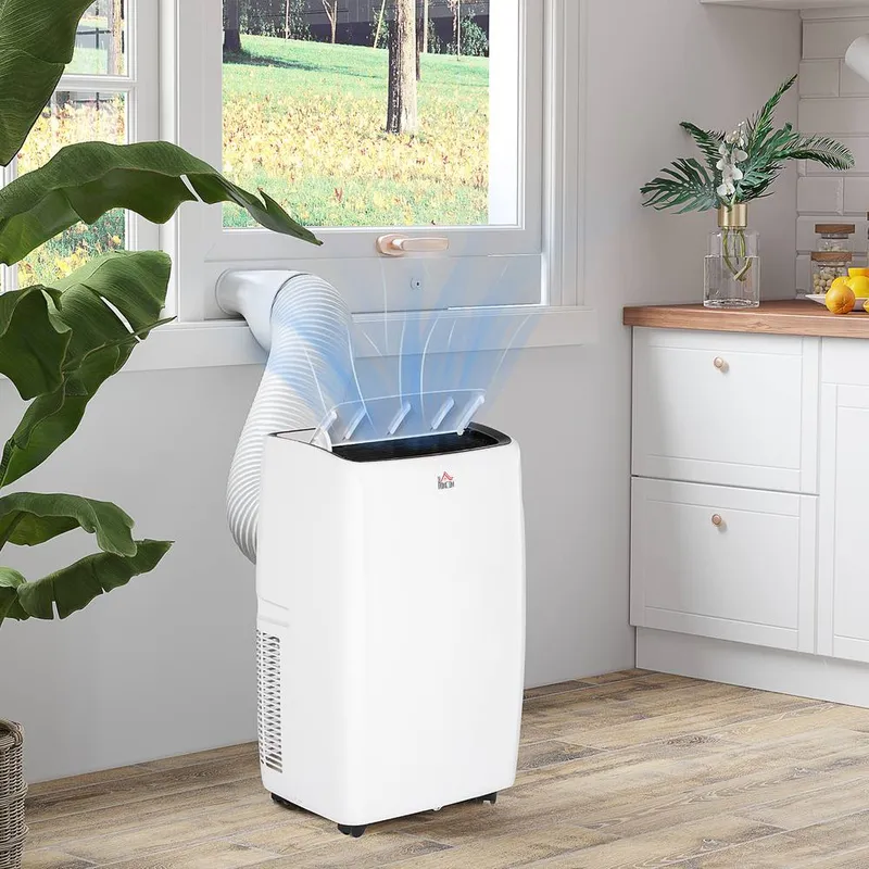 Homcom 12000 Btu Quiet Mobile Air Conditioner for 28 square meter in White White