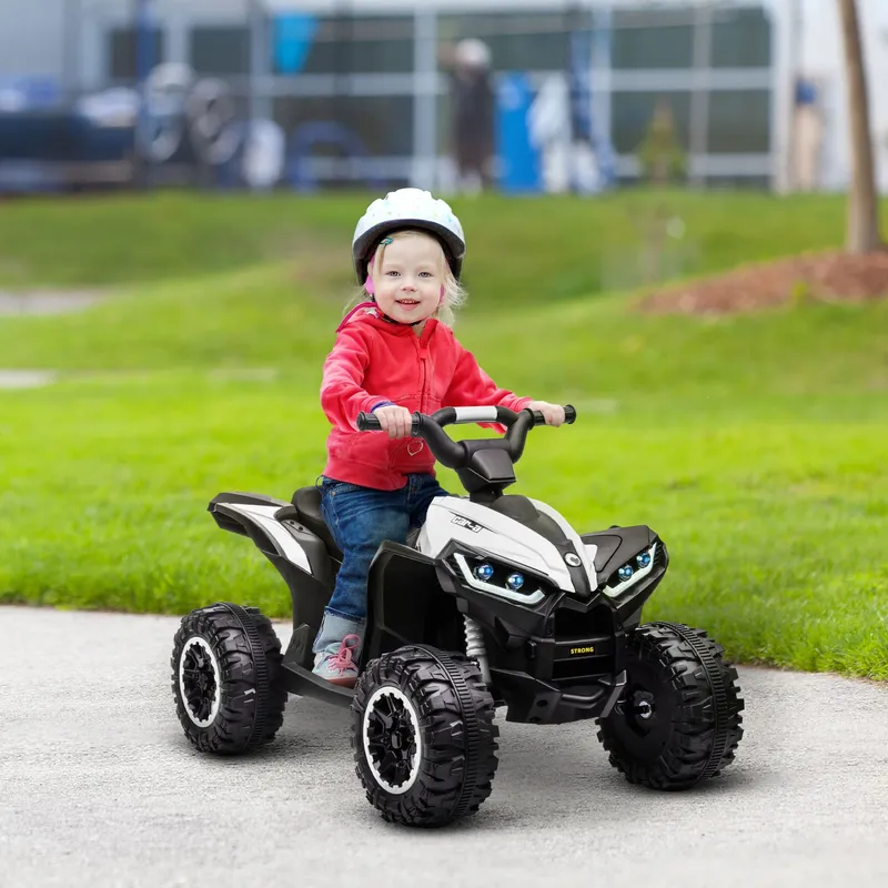 Homcom 12V Electric Quad Bikes for Kids Ride On Car Atv Toy for 3-5 Years in White White