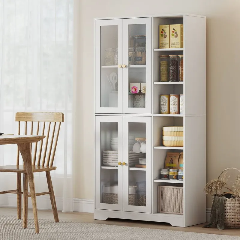 Homcom 172 cm Tall Kitchen Cupboard, Pantry Storage Cabinet in White White