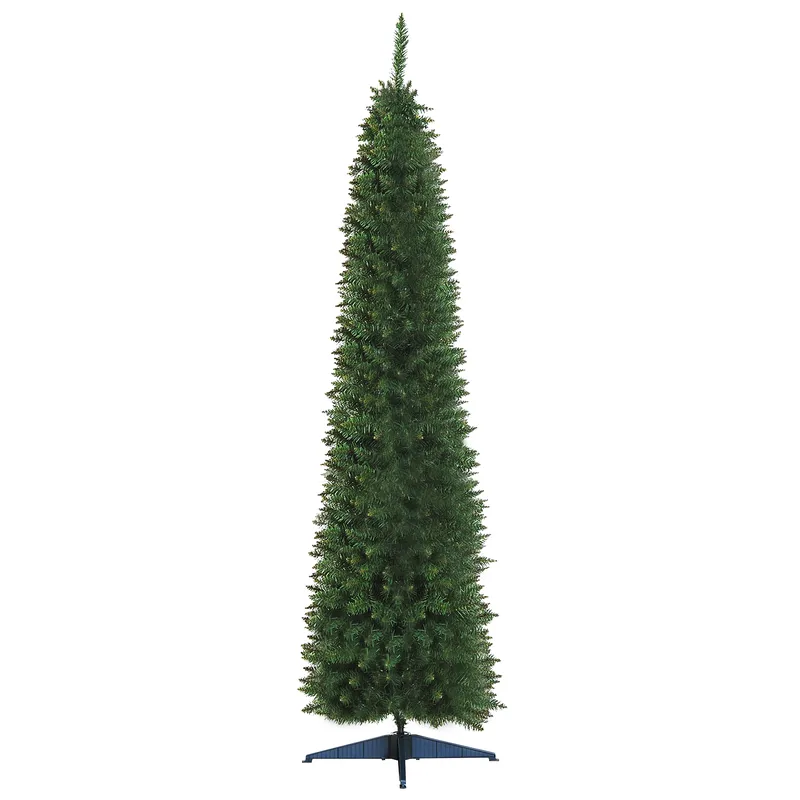 Homcom 5FT Pencil Artificial Christmas Tree with Solid Stand Tips White in Green - Green
