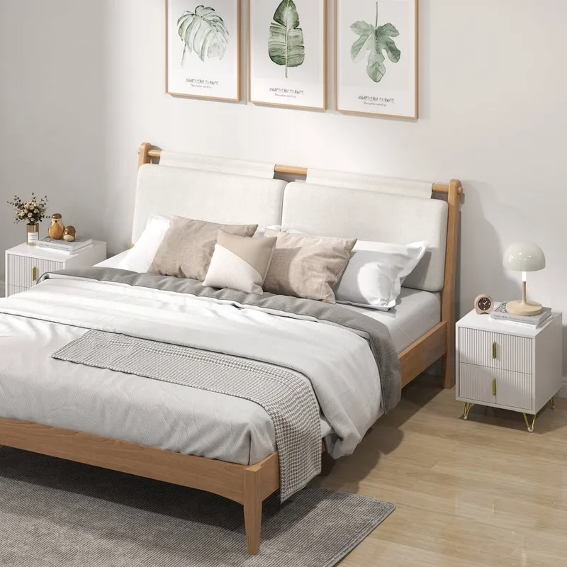 Homcom 2 Drawer Dresser, Set of 2 Chest of Drawers Storage Cabinet, White White