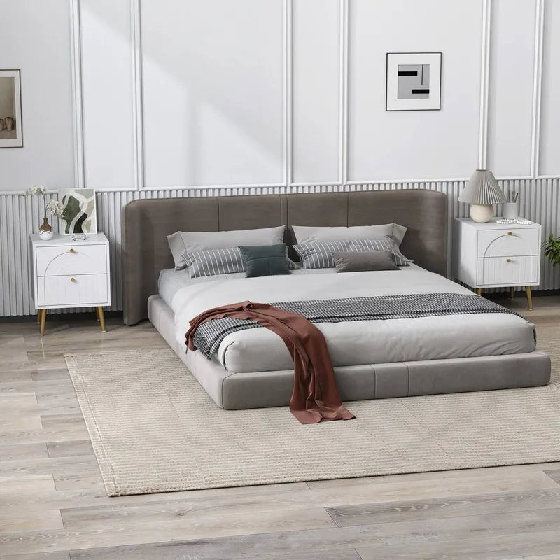 Homcom 2-Piece Bedside Tables Set with 2 Drawers for Bedroom, White - White - Size: One Size