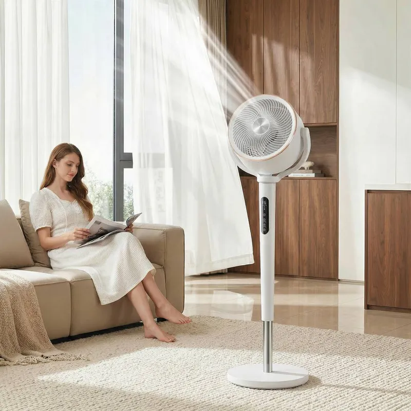 Homcom 20dB Silent Standing Fan, Oscillating Fan with 12 Speeds in White White