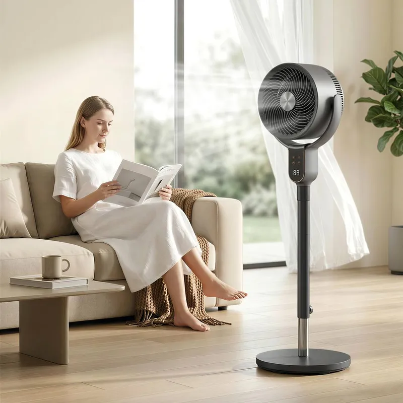 Homcom 20dB Standing Fan for Bedroom, 42" Pedestal Fan with Remote in Grey - Grey
