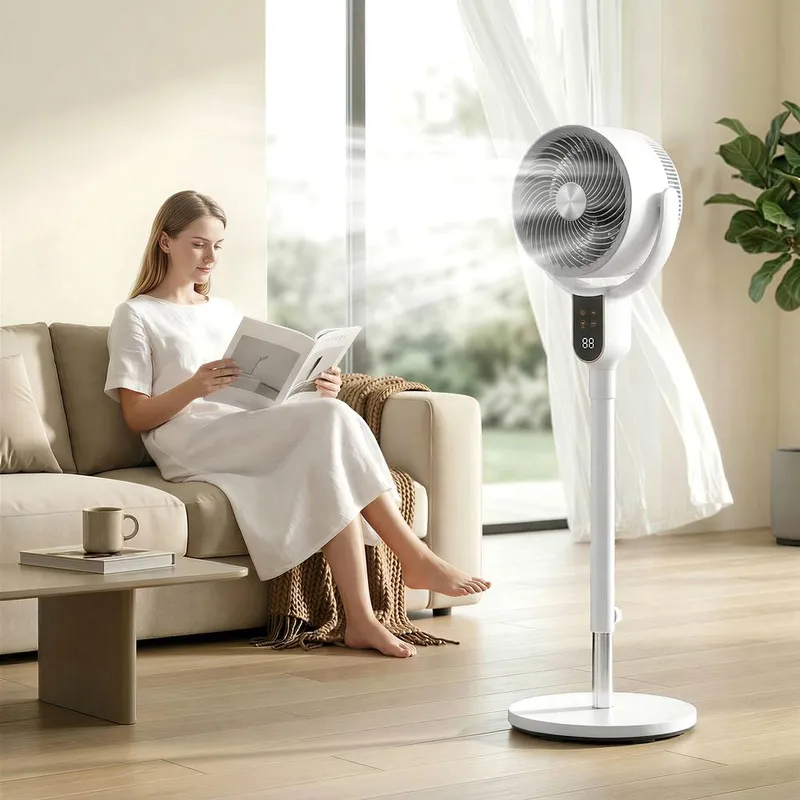 Homcom 20dB Standing Fan for Bedroom, 42" Pedestal Fan with Remote in White - White