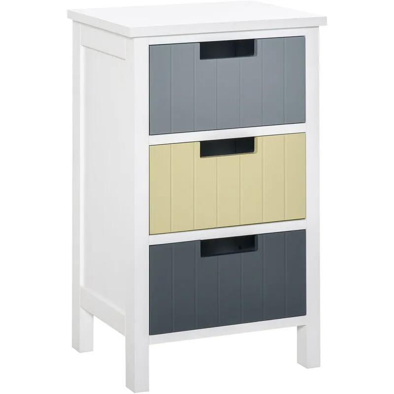 Homcom 3 Drawer Colourful Storage Cabinet Tower Dresser Chest Multicolor