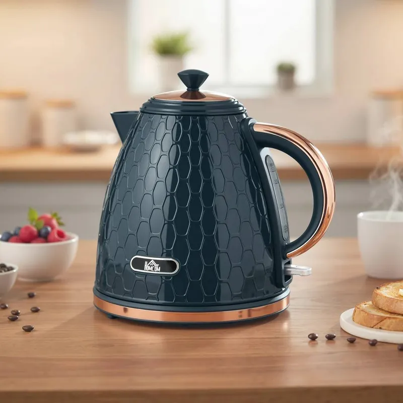 Homcom 3000W Electric Kettle, Fast Boil, 1.7L, Auto Shut-off, Dark Blue - Blue - Size: One Size