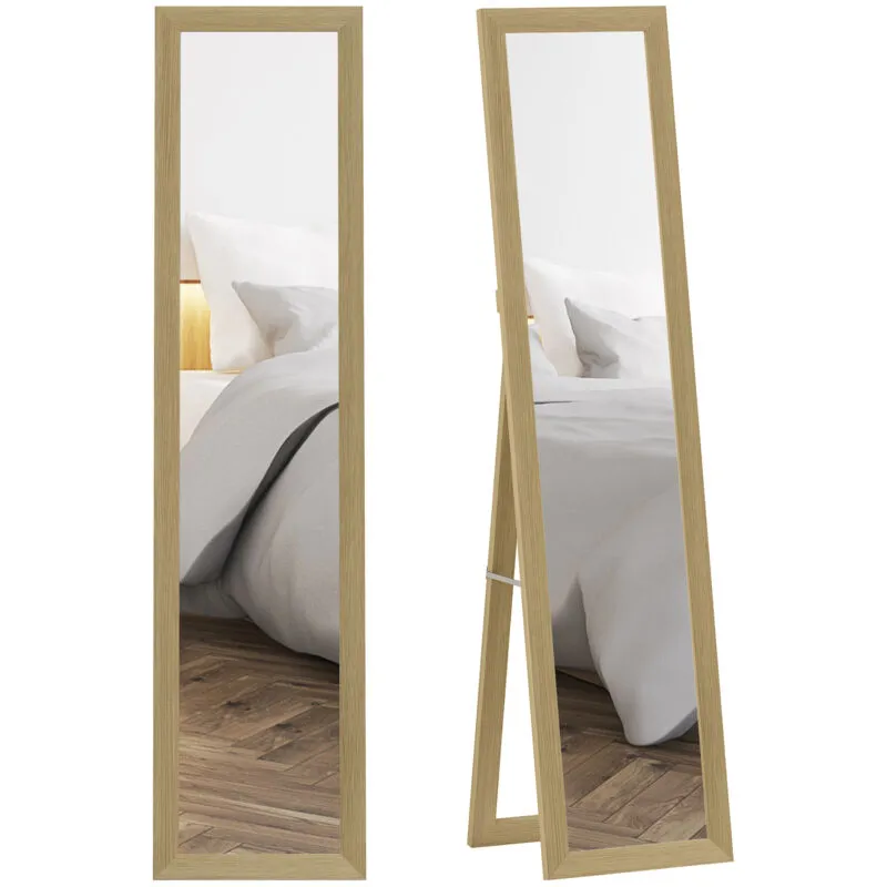 Homcom 37 x 157 cm Full Length Mirror with Frame for Bedroom, Natural