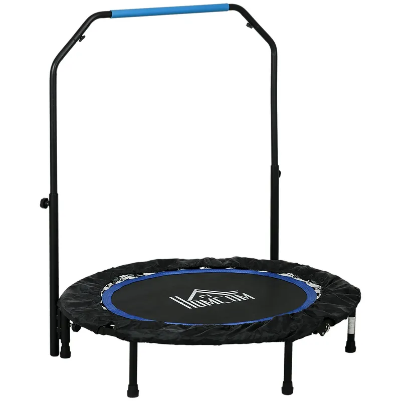 Homcom 40" Foldable Mini Fitness Trampoline w/ Foam Handle in Blue - Blue