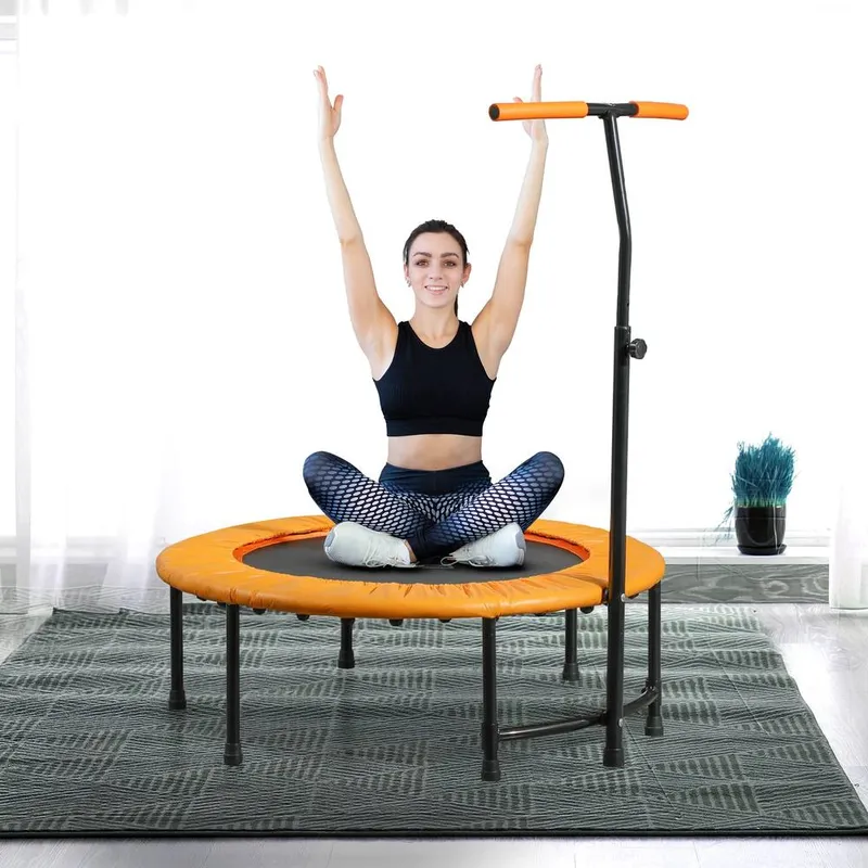 Homcom - 40'' Mini Trampoline Adult Rebounder Jumper w/ Handle Fitness Orange
