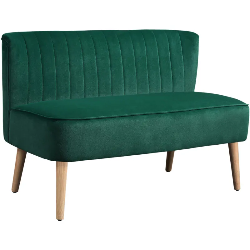 "Homcom 46"" Loveseat Sofa 2 Seater Sofa with Padded Seat, Dark Green"