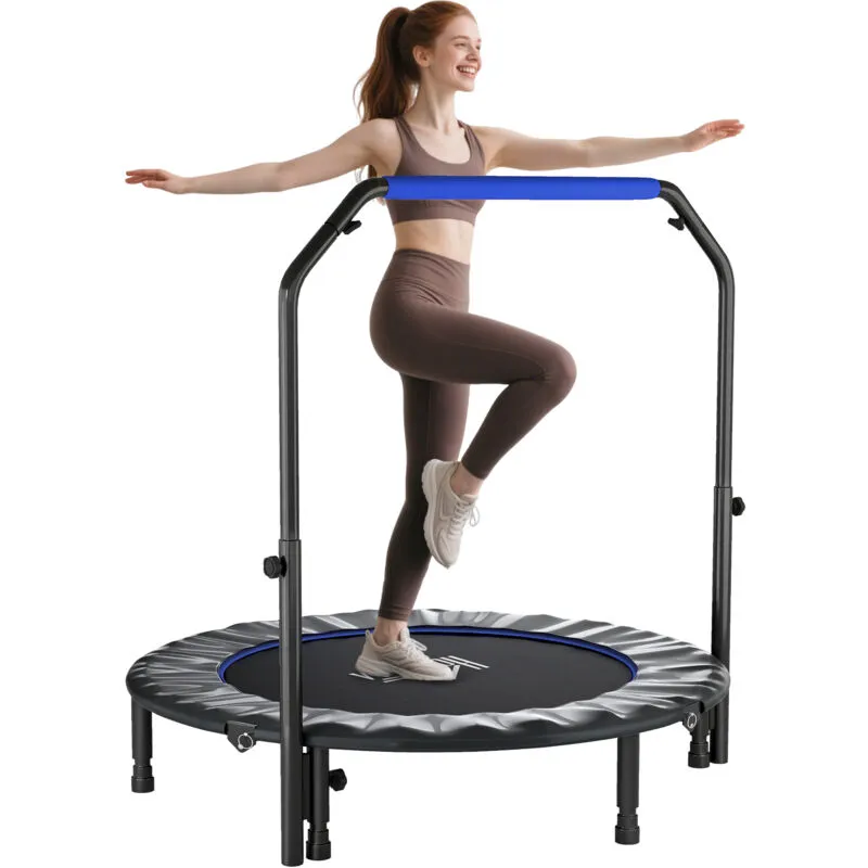 Homcom 48" Foldable Mini Fitness Trampoline w/ Foam Handle, Blue - Blue