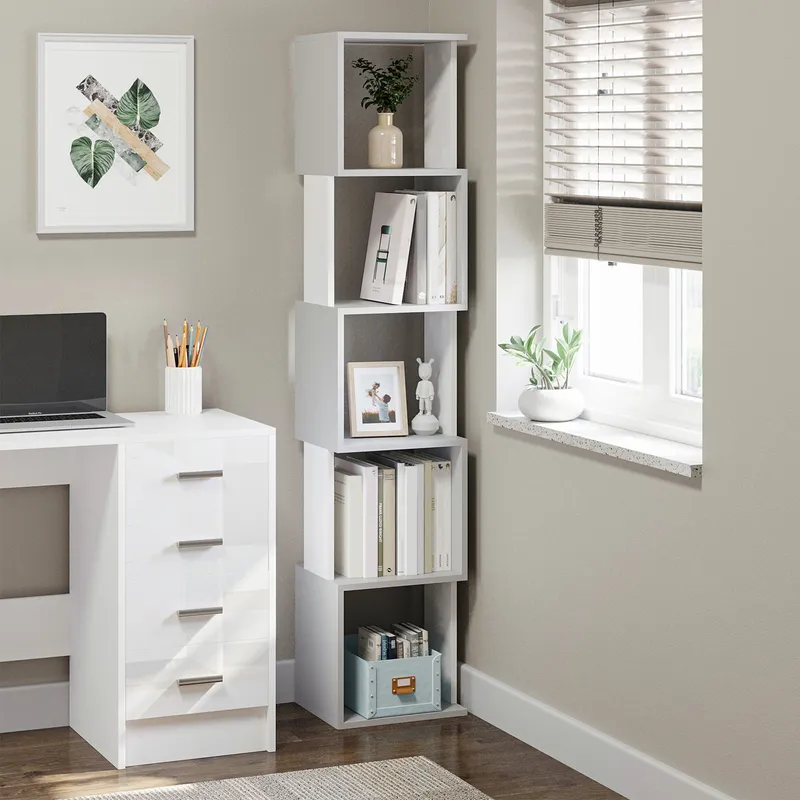 Homcom - 5-Tier Bookshelf Freestanding Bookcase Storage Shelves Light Grey