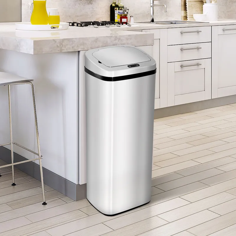 Homcom - 50L Infrared Automatic Motion Sensor Dustbin Stainless Steel Trash Can