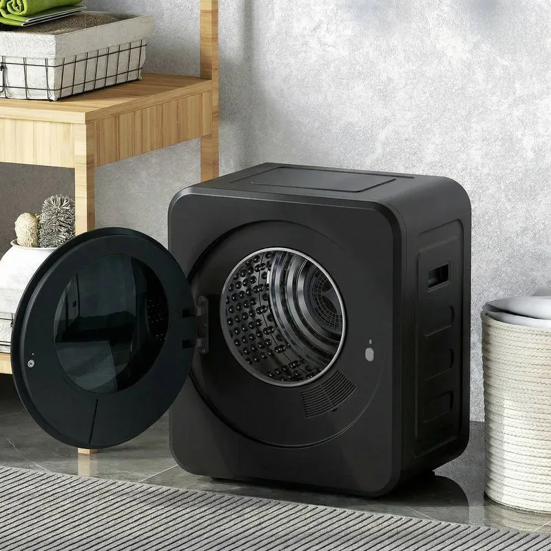 Homcom 800W Compact Dryer Machine, 4kg Small Vented Tumble Dryer in Black - Black - Size: One Size