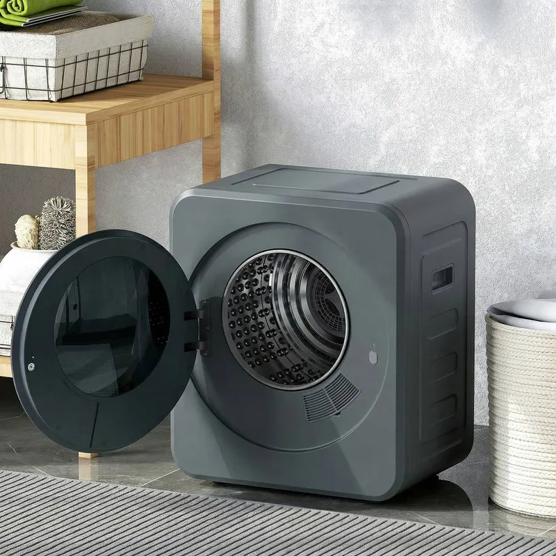 Homcom 800W Compact Dryer Machine, 4kg Small Vented Tumble Dryer in Grey - Grey - Size: One Size