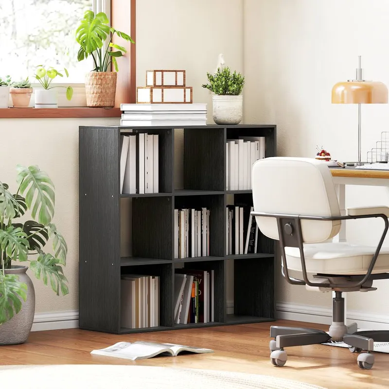 Homcom 9 Cube Storage Unit Cabinet Bookcase Display Shelves in Black - Black
