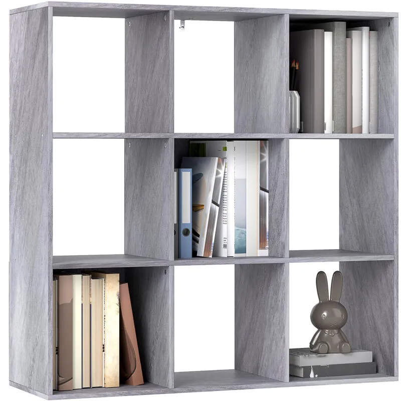 Homcom 9 Cube Storage Unit Cabinet Bookcase Display Shelves in Grey Grey