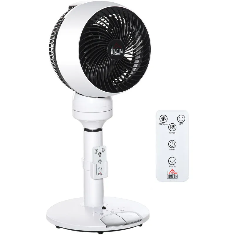 Homcom 9 inches Oscillating Air Circulator Fan 9 Setting Height Adjustable in Black - Black