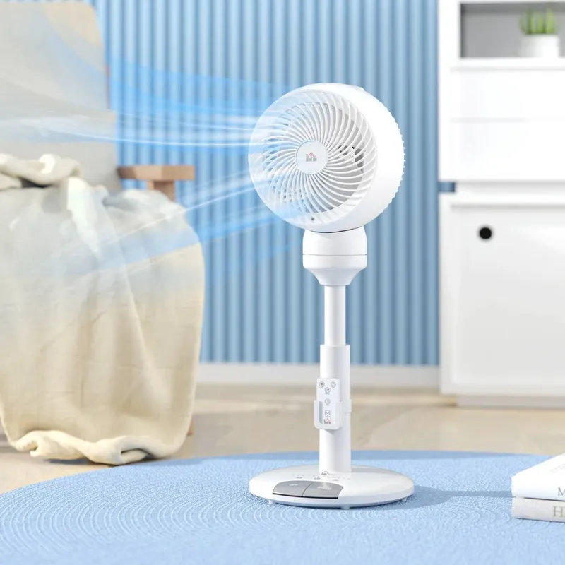 Homcom 9 Inch Height Adjustable Air Circulator Fan with 9 Setting, White